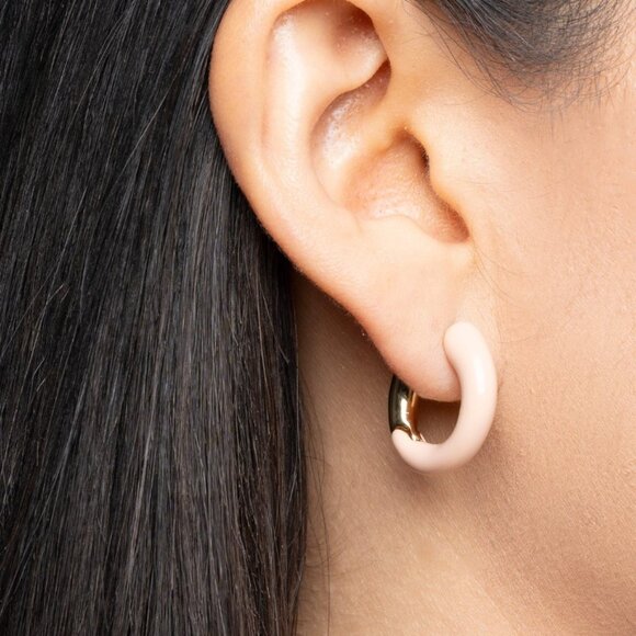 Mayamar Pink Enamel Huggie Hoops - Picture 2 of 5